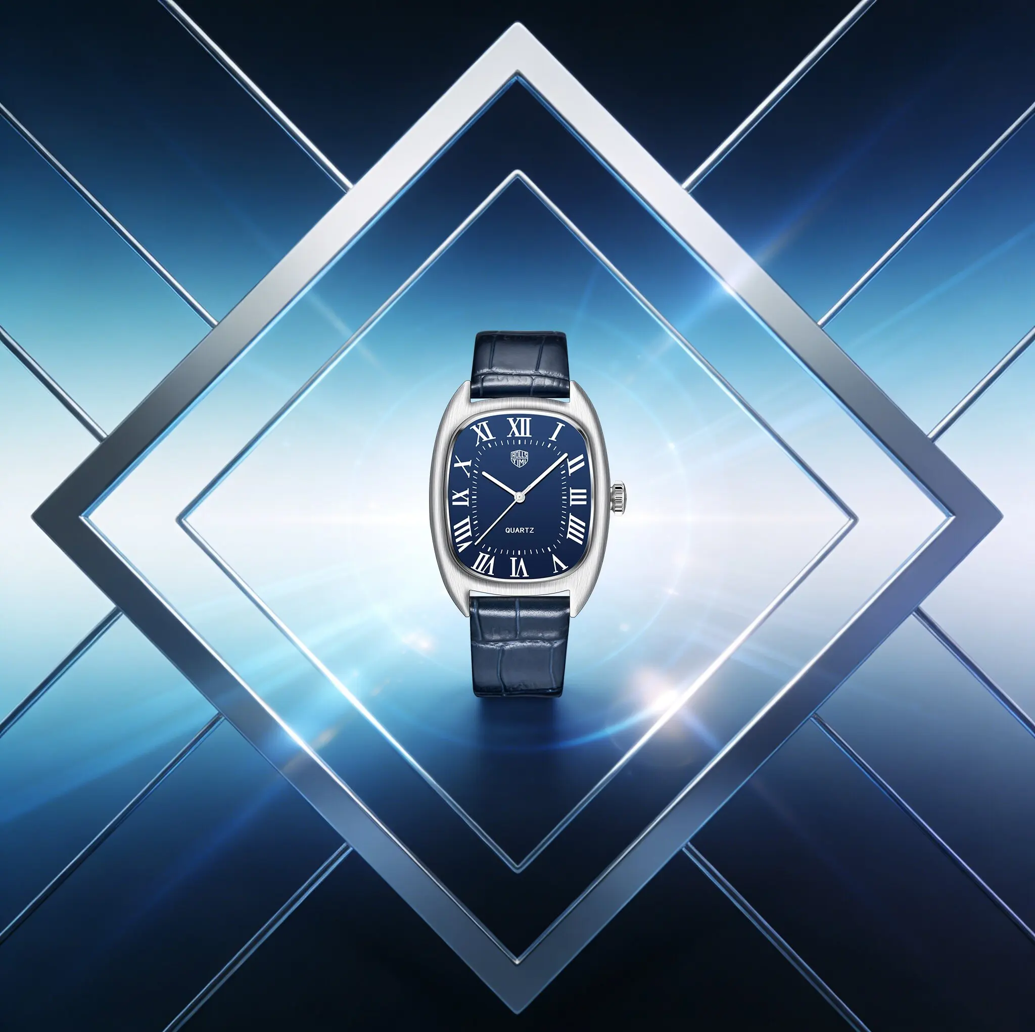 ROSSITIMI Capable & Stylish Men's Quartz Watch For Business & Banquet Leather Strap Hardlex Roman Hour Mark 50m Waterproof Clock