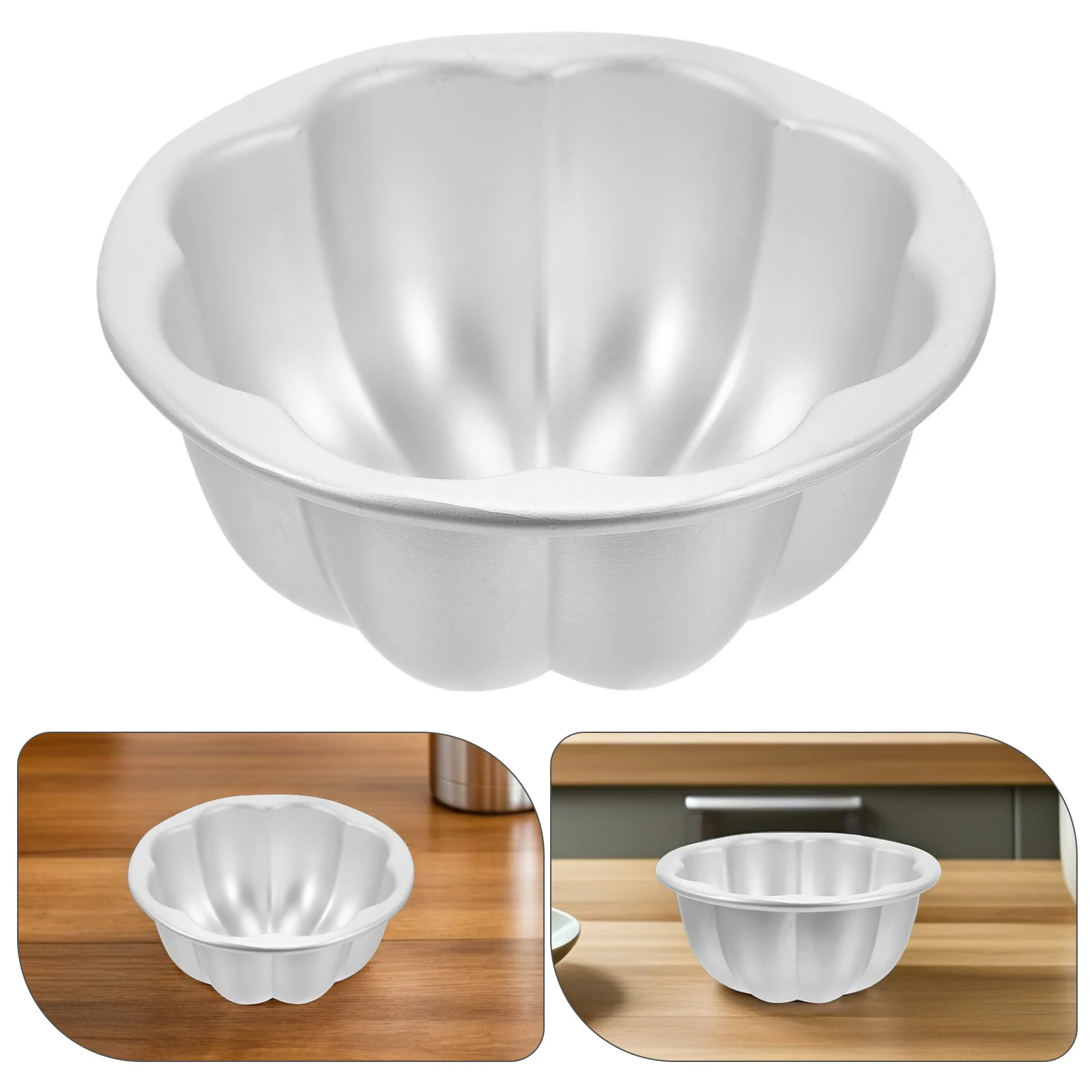 

4Pcs Aluminum Alloy Pumpkin Cake Mold Mini Baking Pans 9.5x4.5cm Nonstick Pumpkin Shaped Bakeware for Pudding Egg Tart Baking