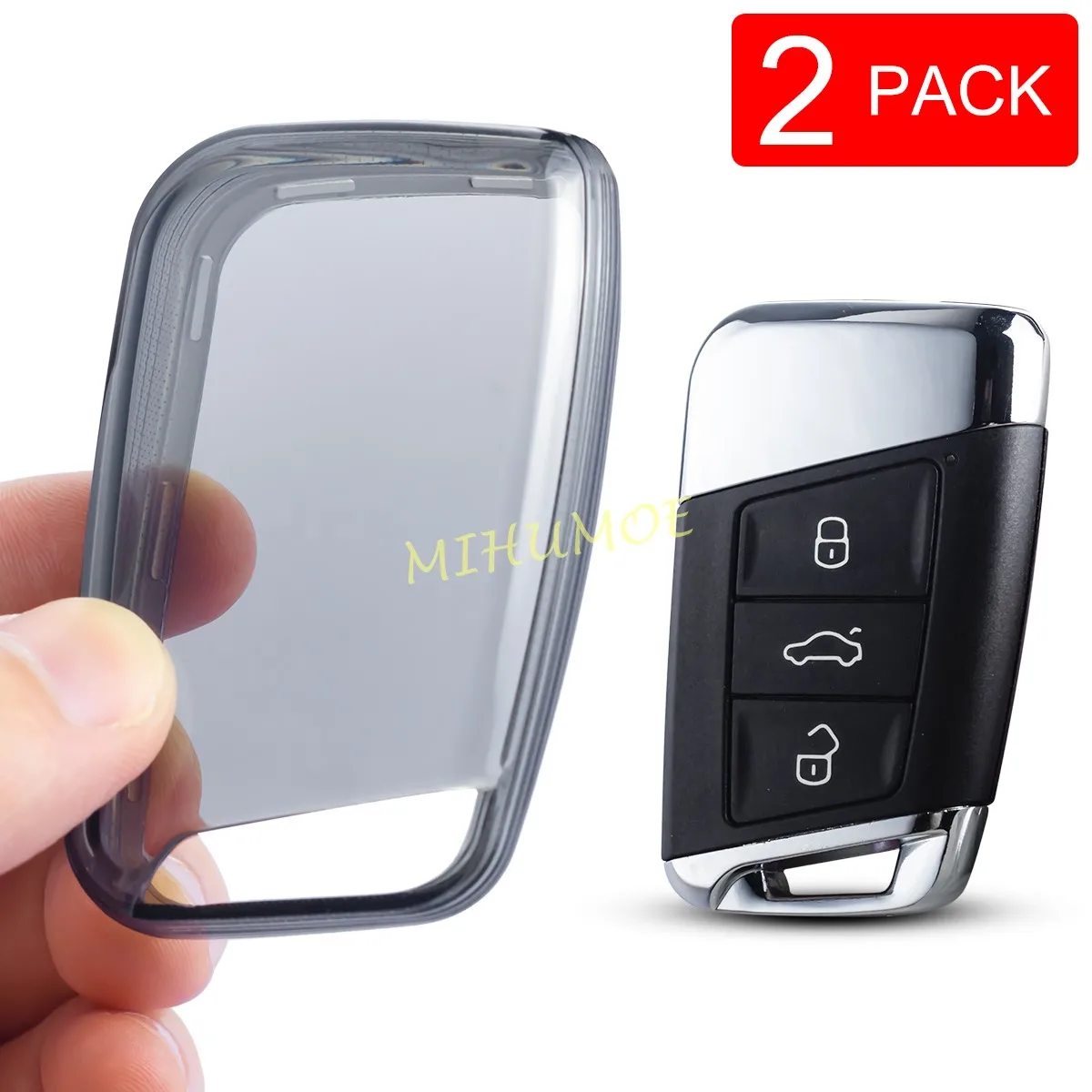 Zwart Transparant Smart Auto Sleutelhanger Case Cover Houder Sleutelhanger Voor Volkswagen Vw Passat (B8) Arteon Atlas Cross Sport Jetta