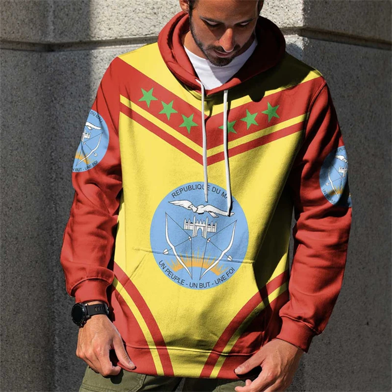 Vintage Mali ML National Emblem Flag Graphic Men Women Hooded Sweatshirts Fashion Long Sleeve Oversized Pullovers Tops Hoodies