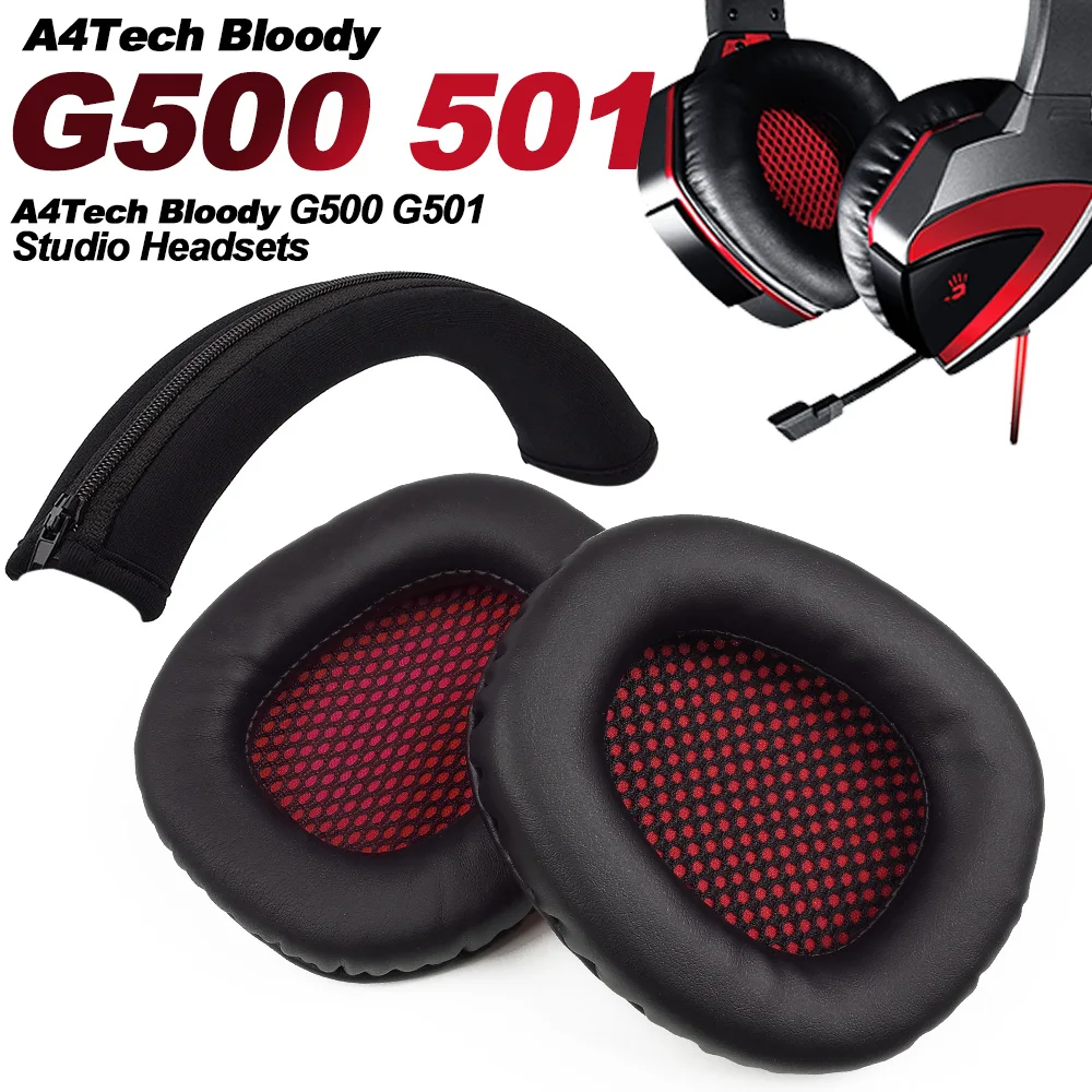 Replacement for A4Tech Bloody G500 G501 Ear Cushion Repair Parts Accessories Earmuffs Ear pads Headphones Mesh Foam Leather