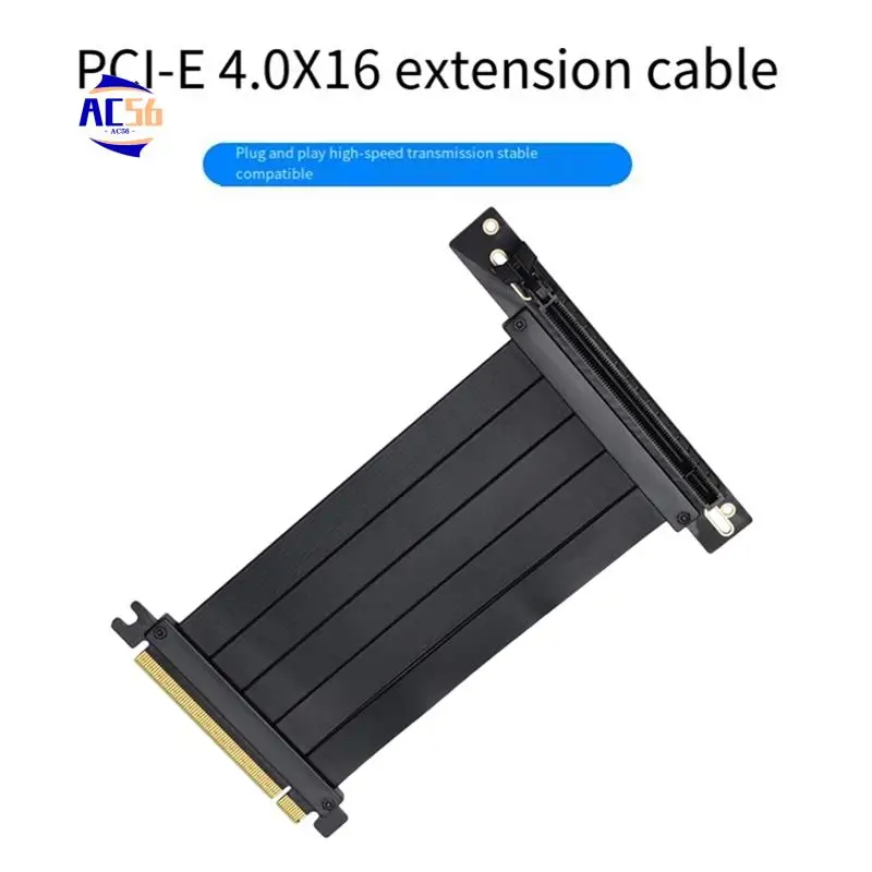 

AC56-200Mm 90° Pcie Connector Extension Cable X16 90° Black Extension Cable Compatible With Pcie 3.0 Systems