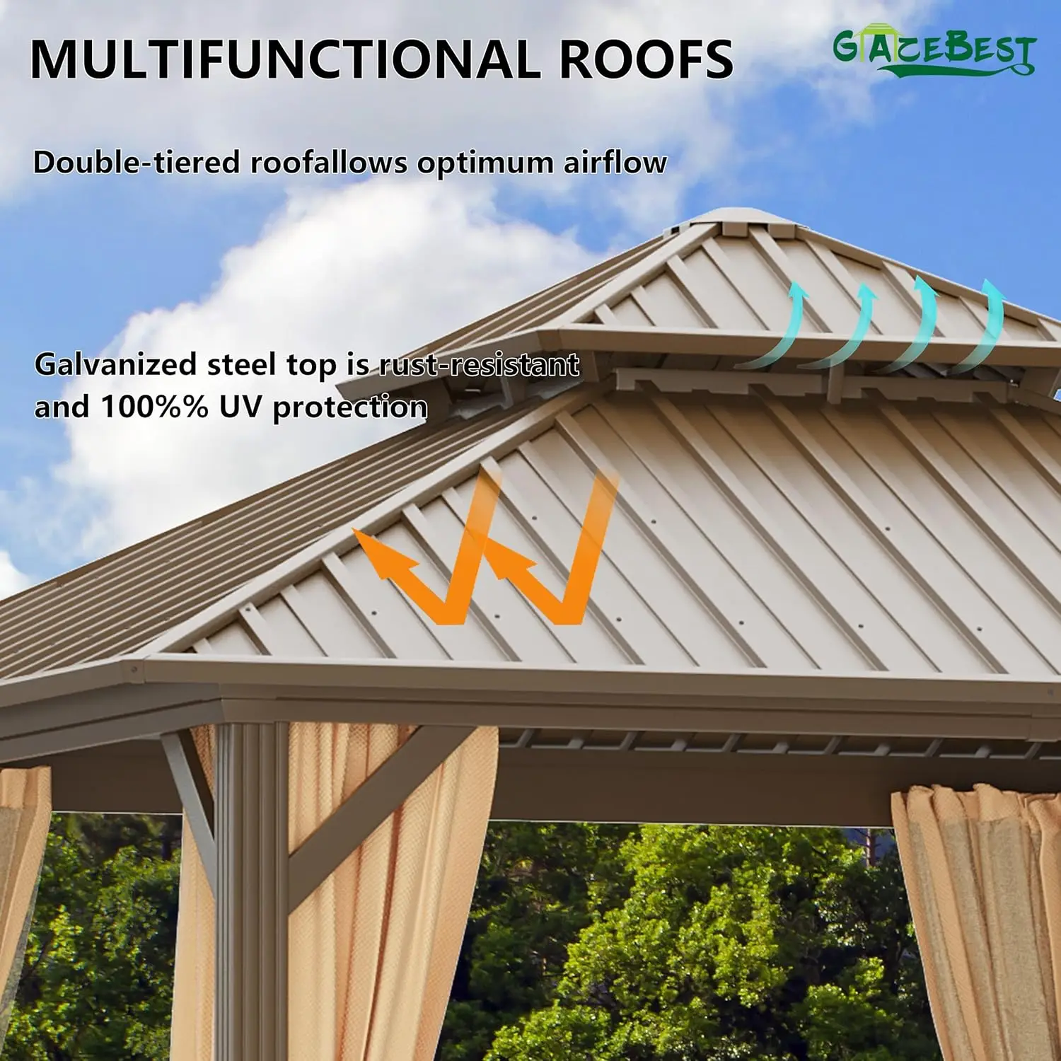 10x10 Hardtop Aluminum Gazebo with Galvanized Steel Roof 4