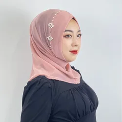 Hijab musulmano Tueb Turbante Pull On Ready Made To Wrea One Piece Amira Perle Perline Foulard Scialle istantaneo Wrap Cappello di preghiera islamico