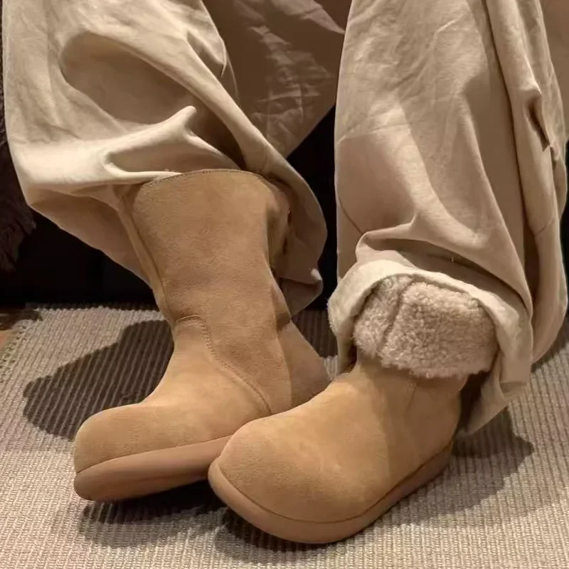 

Flats Ankle Women's Snow Boots Suede Casual Warm Cotton Shoes 2025 Fashion Brand Winter Boots New Short Plush Mujer De Botas
