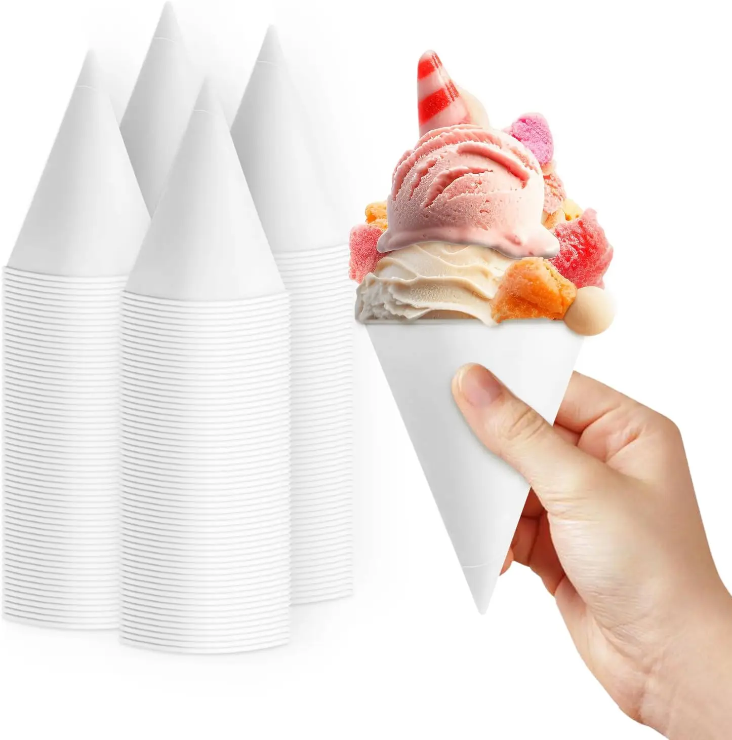 

800pcs Snow Cone Cups, 4oz Paper Cone Cups Paper Cones For Food ConeCups For Water CoolerDispenser ConeCup Dispenser Sno