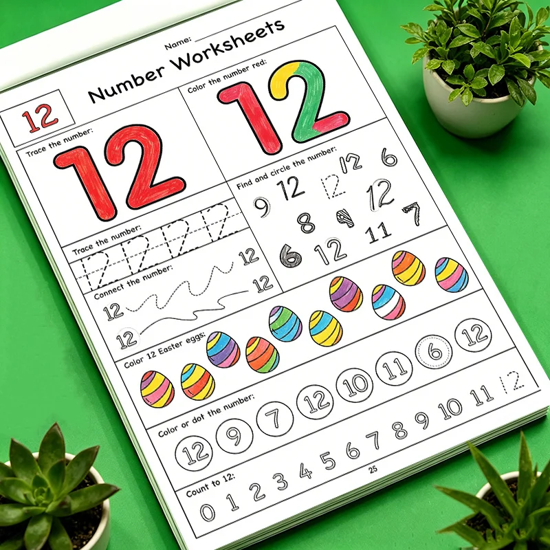 32 Pages Numbers Tracing Workbook Preschool Kids Digit Handwriting Counting Math Learning Textbook