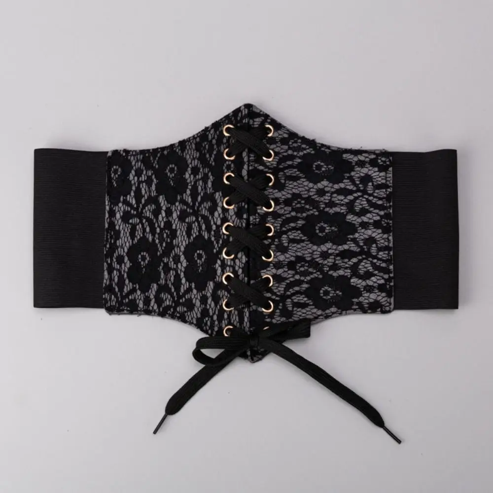 Eleganti fasce in pizzo regolabili in pelle tinta unita corsetto cintura cravatta corda elastica a vita larga corsetto per ragazze