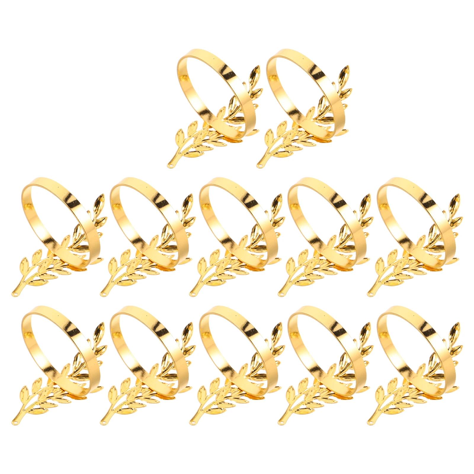 

12pcs Wheat Ear Napkin Rings Modern Metal Holder Decorative Scarf Buckle Clips for Banquet Wedding Holiday Table Decor