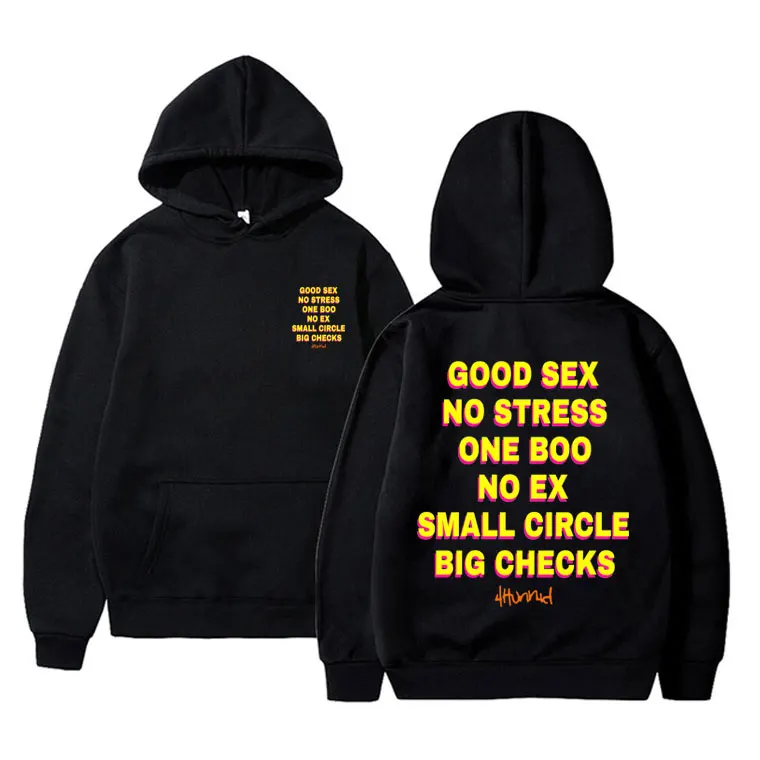 

Good Sex No Stress One Boo No Ex Small Circle Big Checks Graphic Hoodie Men Women y2k Casual Loose Sweatshirt Male Funny Hoodies