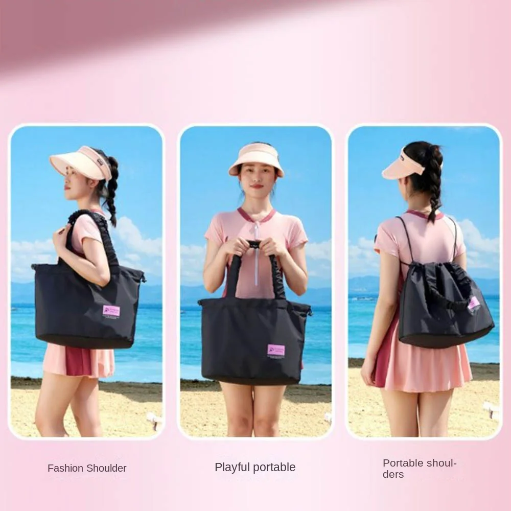 

Dry Wet Separation Swimming Shoulder Bag with Handle Large Capacity Beach Bag Waterproof Drawstring Design Fitness Hand Pouch