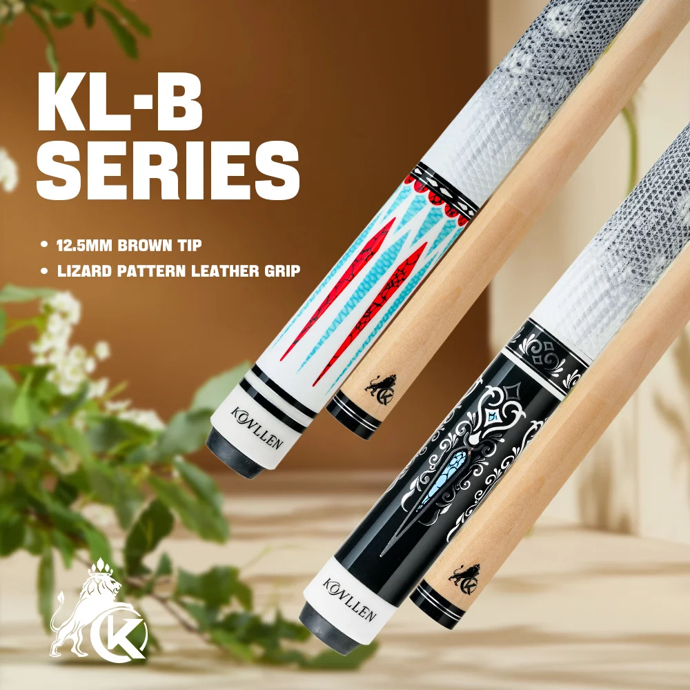 

KONLLEN Billiard Cue Stick KL-B1/B2 with 12.5mm Tip Maple Shaft Leather Grip Professional Taper 3*8/8 Joint for Pool Cue Stick