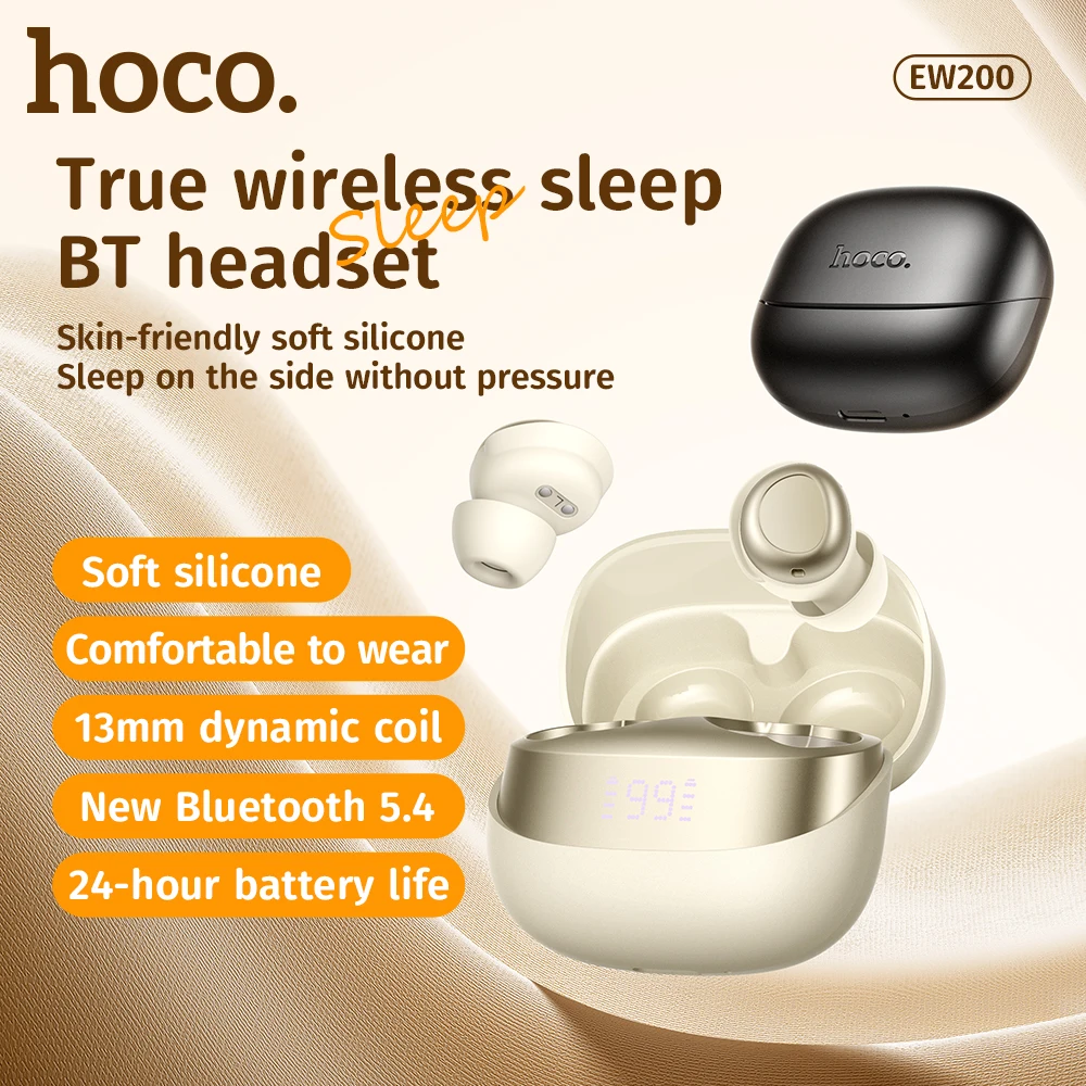 

HOCO EW200 Wireless Sleep Earphone Bluetooth Headset Soft Wear Portable Outdoor Sports Headphones With Power Display In Ear TWS