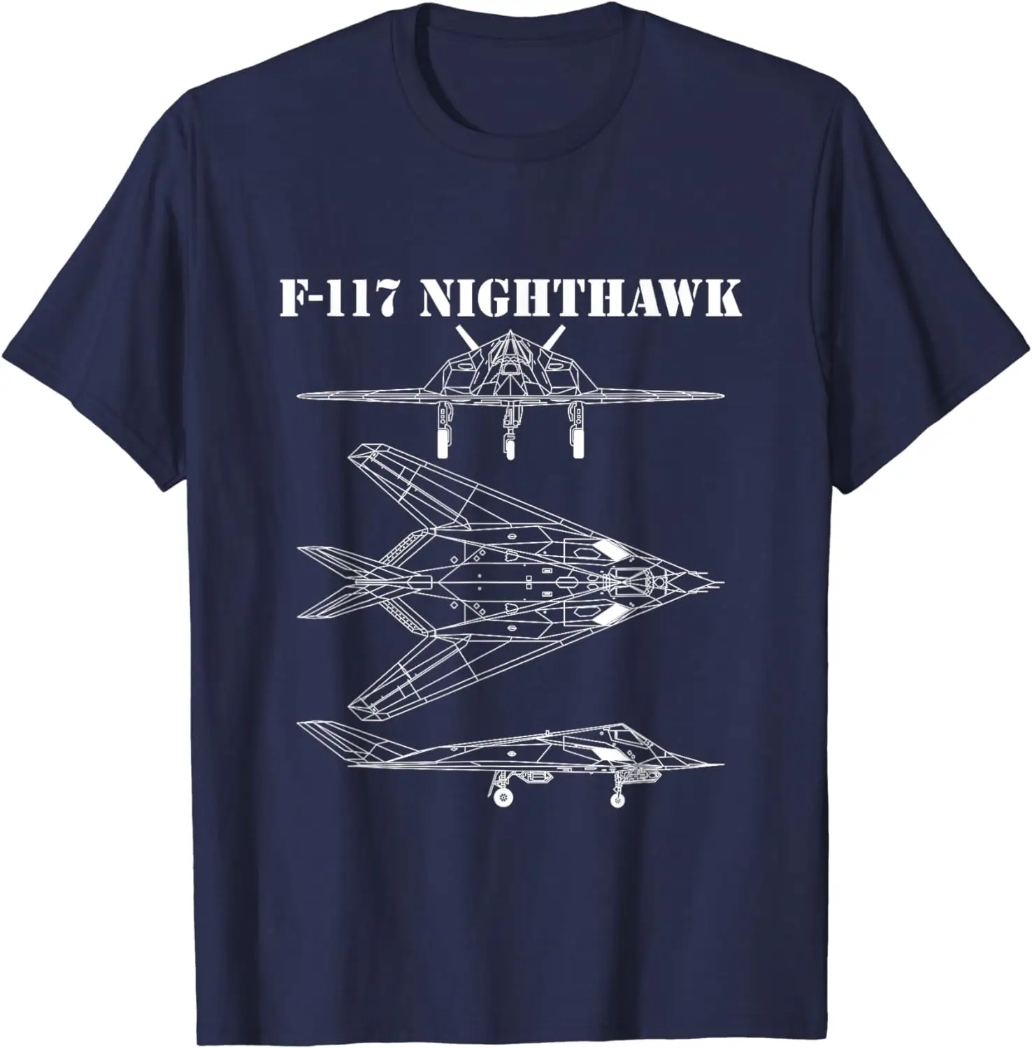 F-117 Stealth Aircraft Nighthawk Schematic Military Jet F117 T-Shirt Short Sleeve Casual Cotton O-Neck Men Shirts