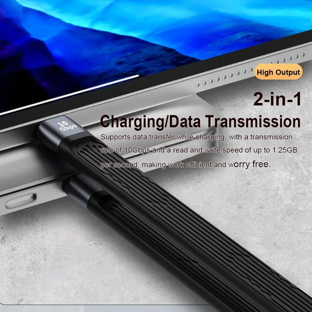 Short USB C Cable Type-C Data Cord PD 100W 10Gbps FPC Soft Fast Charging Line Flexible E-Marker Chip for Laptop Mobile Phone