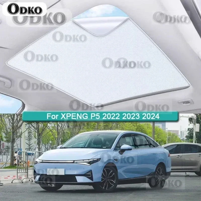 Car Roof Sunshade For XPENG P5 2022 2023 2024 Electrostatic Adsorption Sunroof Sunshade Skylight Blind Shading Sticker Accessory