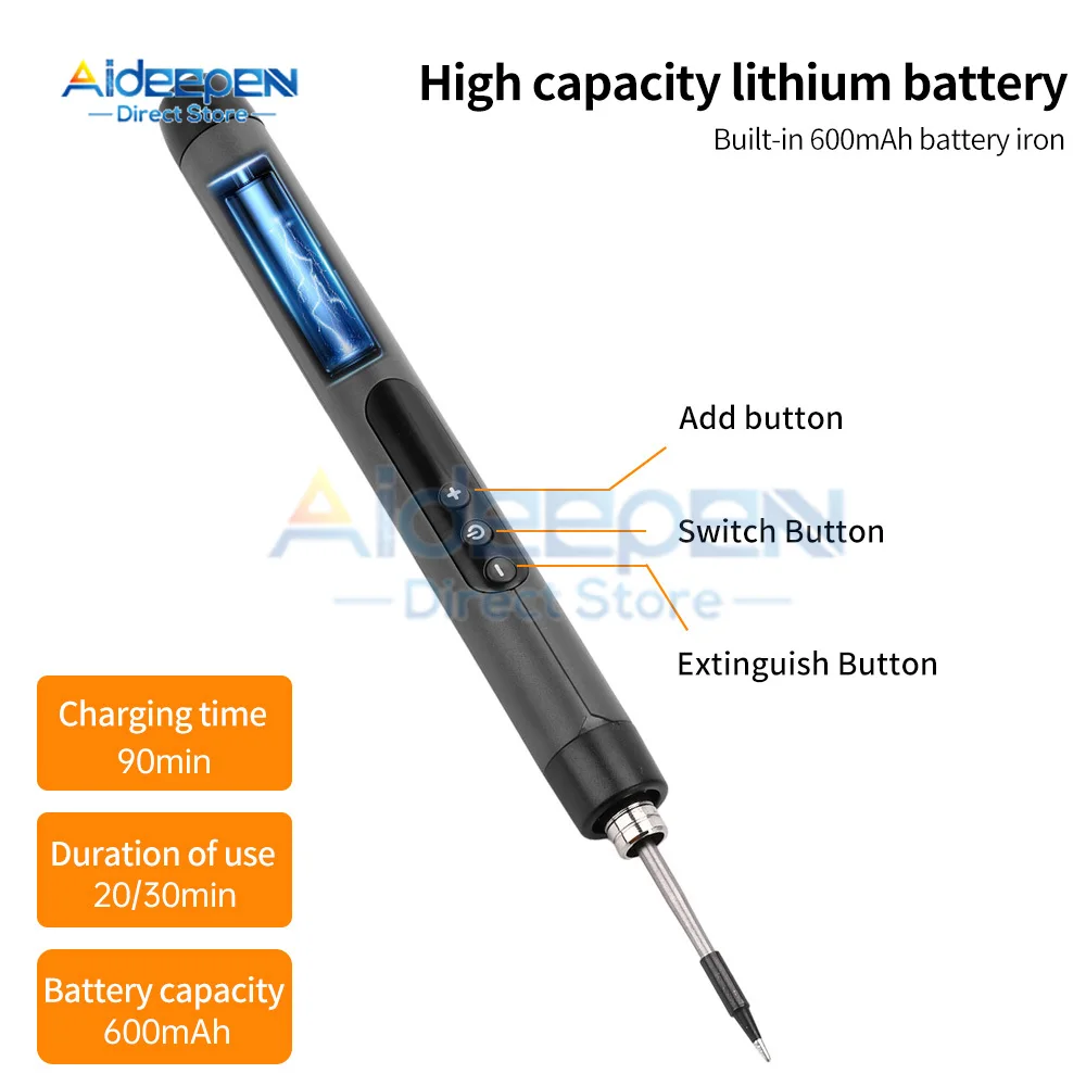 Imagem -04 - Display Led sem Fio Ferro de Solda Elétrica Carregamento Usb Caneta Ferro de Solda Elétrica Ajuste Temperatura Equipamentos de Soldagem