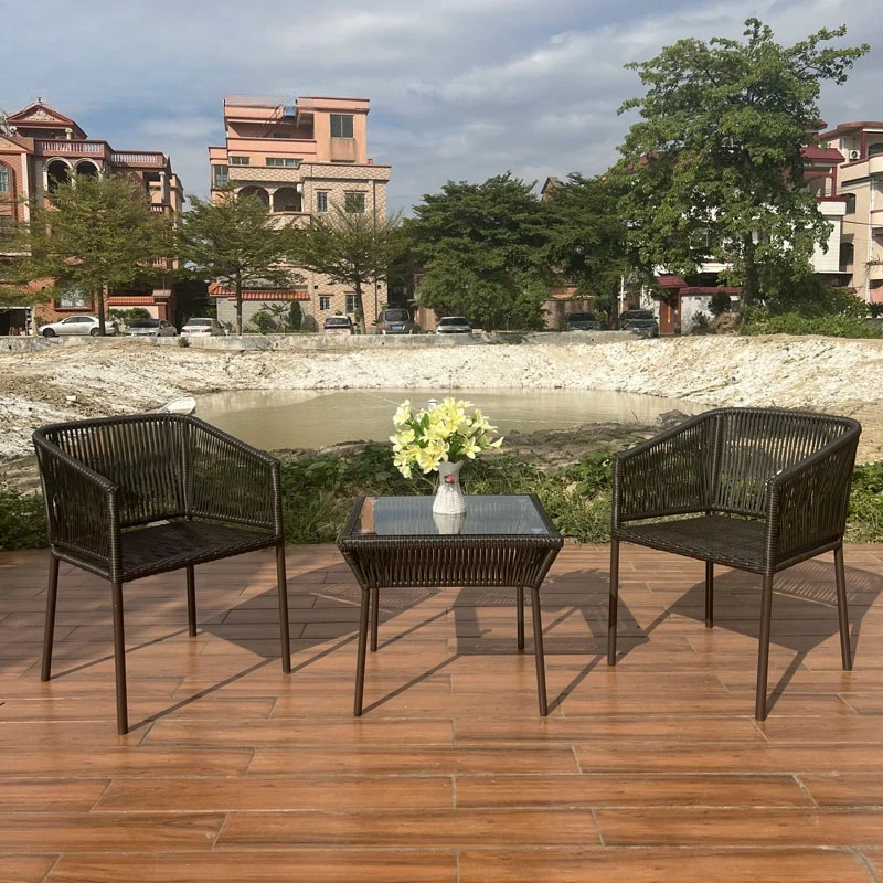 Outdoor rattan chair three-piece set table and chair courtyard terrace garden outdoor waterproof and sunscreen casual rattan cha