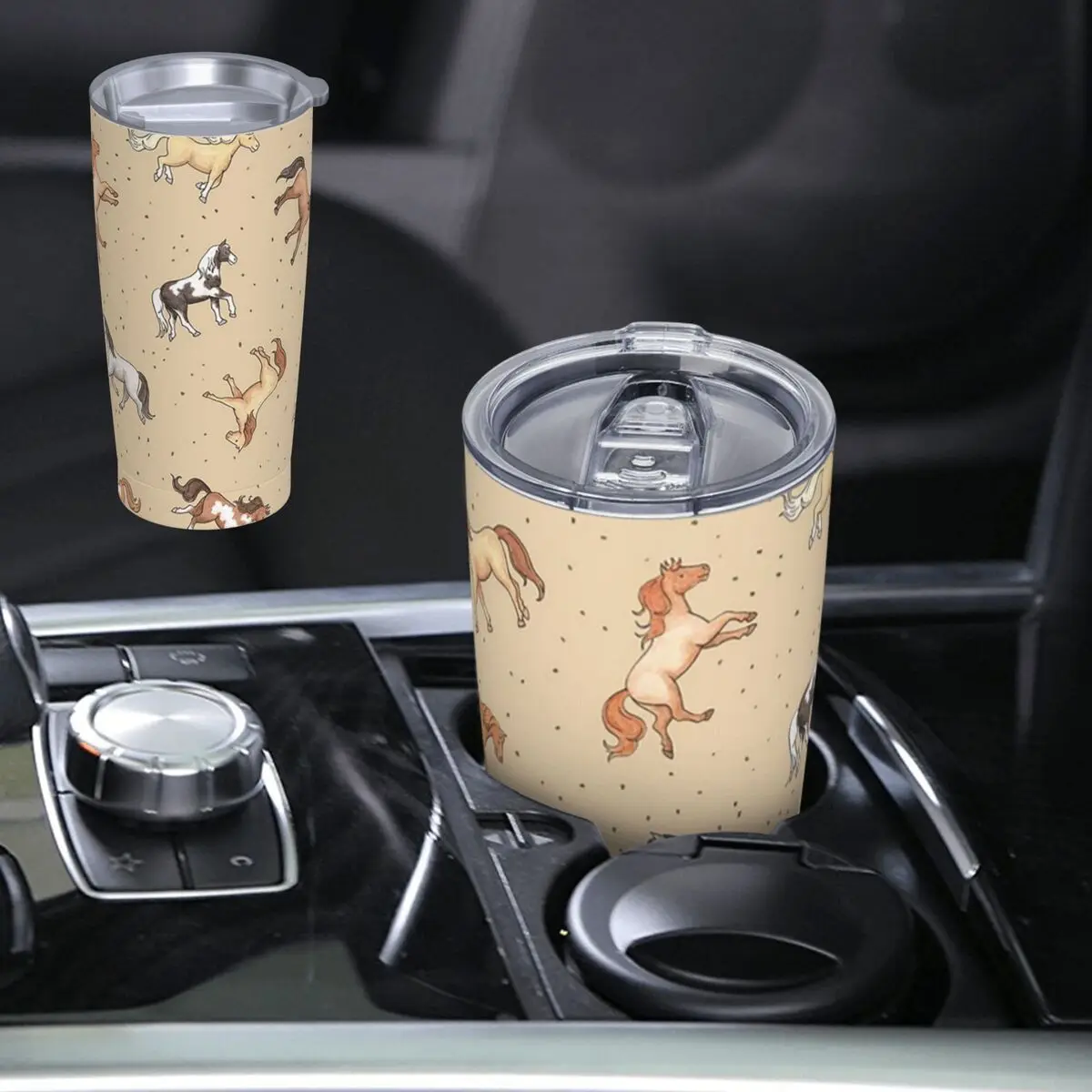 Scattered Horses Spotty On Taupe Stainless Steel Tumbler Vacuum Insulated Mug Thermal Cold Bottle Straw With Lid 20oz