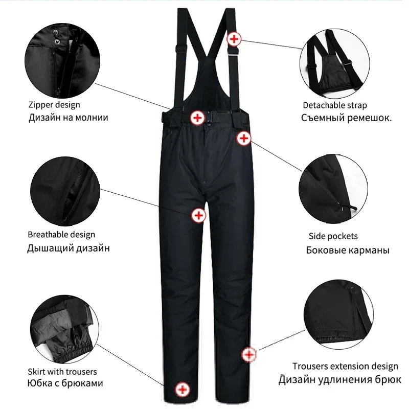 الشتاء رشاقته الدافئة المرأة مقاوم للماء سترة التزلج الجبلية وسراويل التزلج يندبروف الرياضة في الهواء الطلق على الجليد معطف الثلوج بنطلون