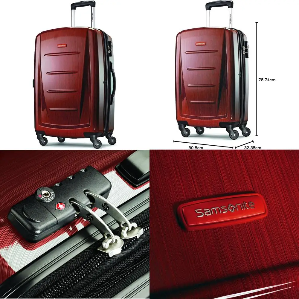 Equipaje giratorio rígido expandible, burdeos, grande 28 pulgadas, maleta de viaje con ruedas duraderas