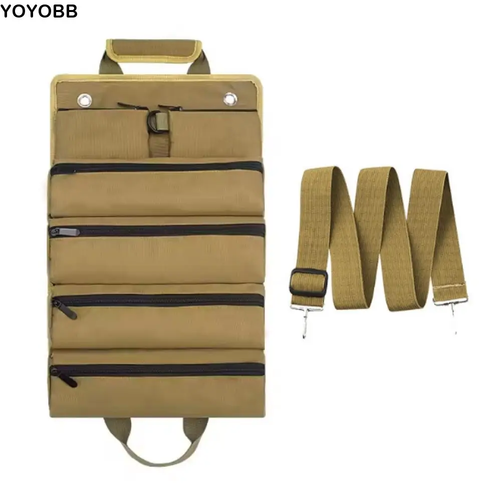 

Многокарманная сумка для хранения инструментов, большая вместительная свернутая сумка для инструментов, карманы на молнии, сумка-органайзер для инструментов, электрик