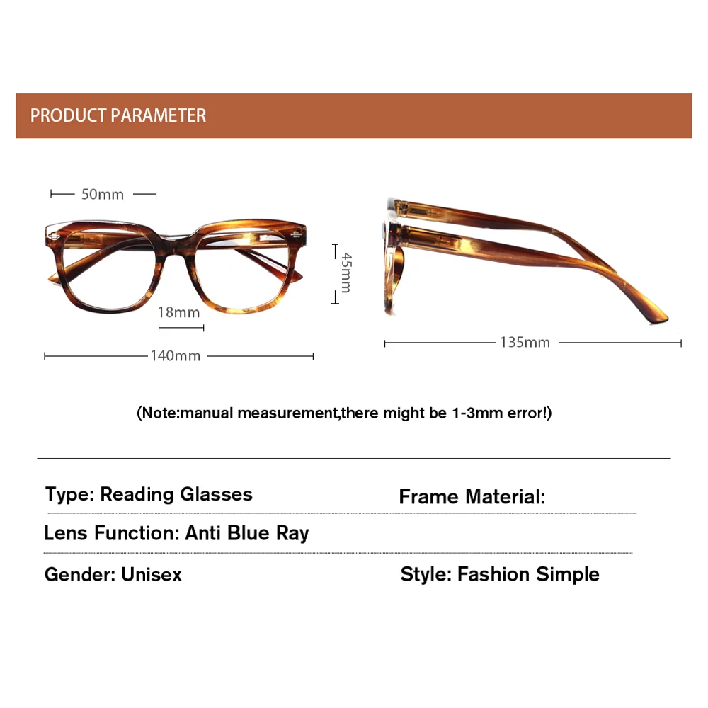 Boncamor Unisex Reading Glasses Retro Rectangular Frame Anti-Blue Light Eyeglasses Optical Computer Gaming Goggles