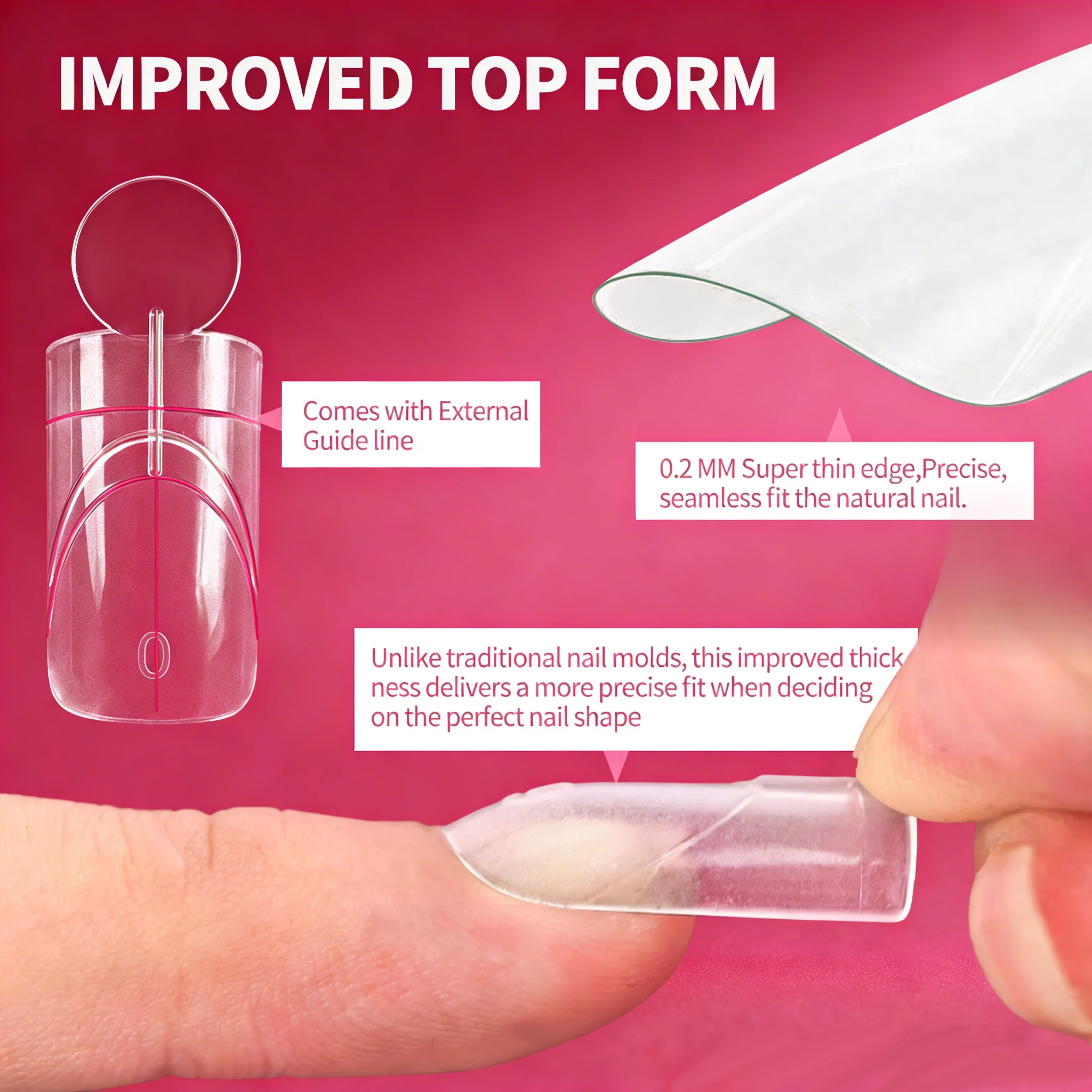 Gorgellux Dual Forms Inner French Line Nail 14 Sizes French Sandwich Gel Extension Tips Easy DIY Art Manicure Salon 140/280Pcs