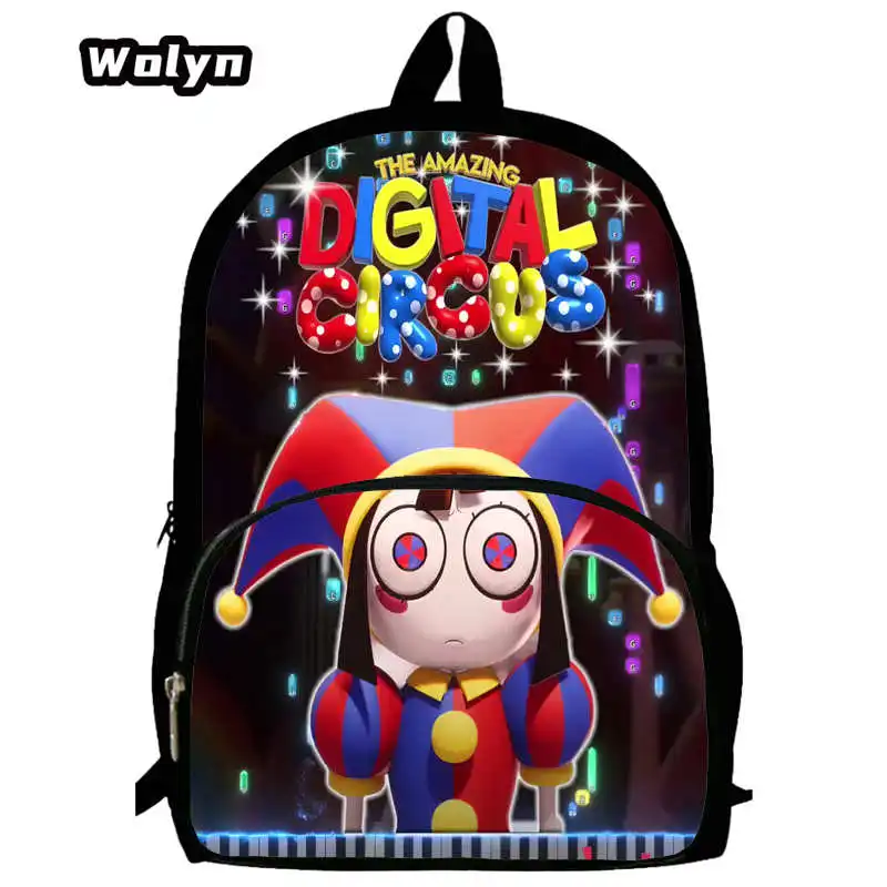 The Amazing Mochila Digital Circus School Bags for Grade 1-4 ,Cartoon Schoolbags Large Capacity Anime Child Backpack,Book Bags