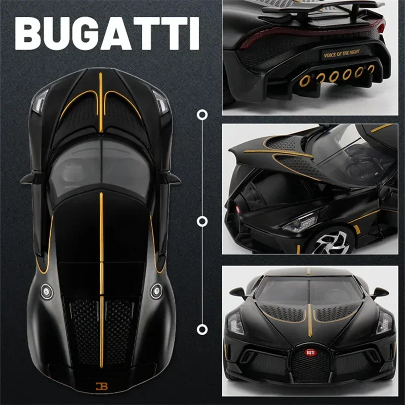 1:24 Bugatti suara Model mobil malam diecast kendaraan mainan logam simulasi tinggi suara dan cahaya koleksi hadiah anak-anak A533