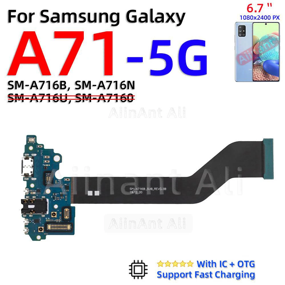 AiinAnt Dock USB Charger Mic Board Connector Charging Port Flex Cable For Samsung Galaxy A60 A70 A70s A71 UW A72 A73 A90 4G 5G