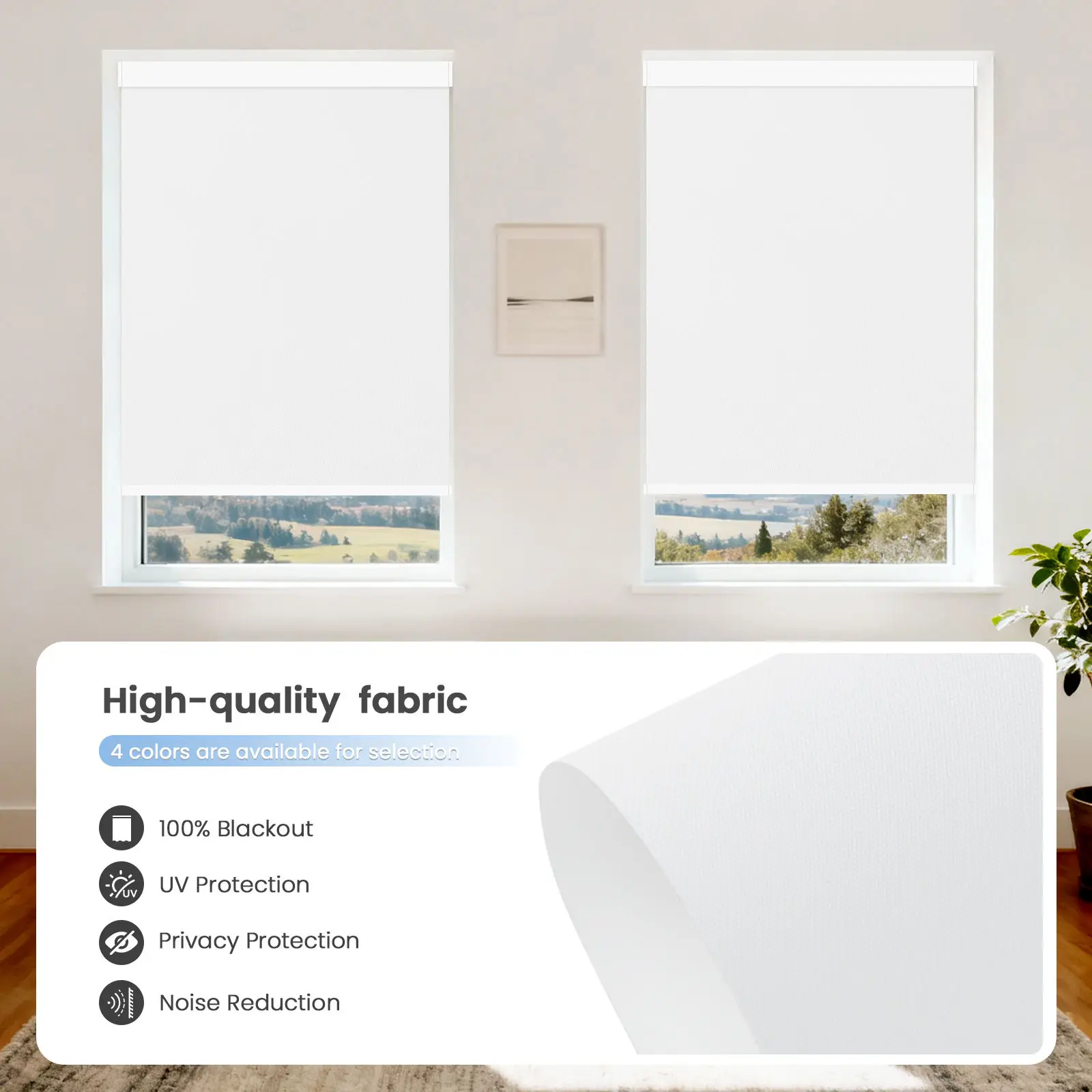 Custom Design Style Waterproof Noise Reduction No Drill Automatic Easy Install Roller Blinds For Living Room view 3