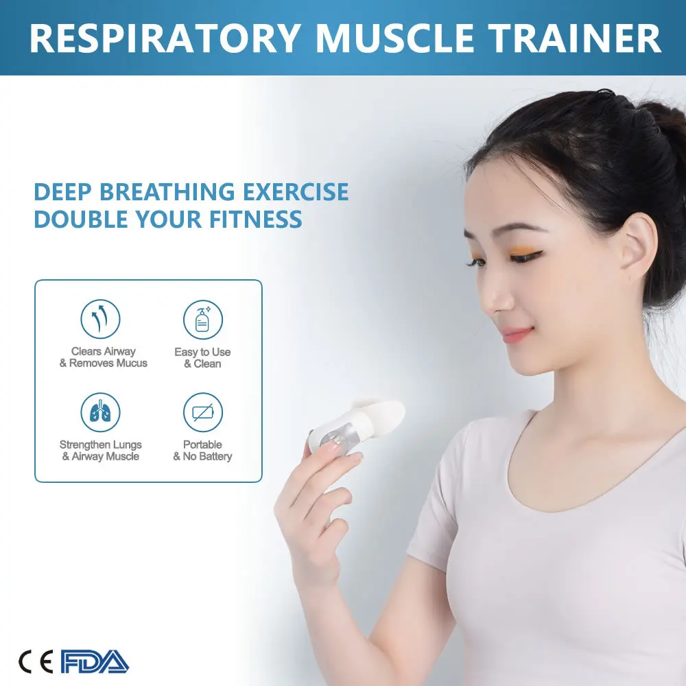 Breathing Trainer Lung Capacity Exerciser Device, Adjustable Resistance, Respiratory Muscle Exercise