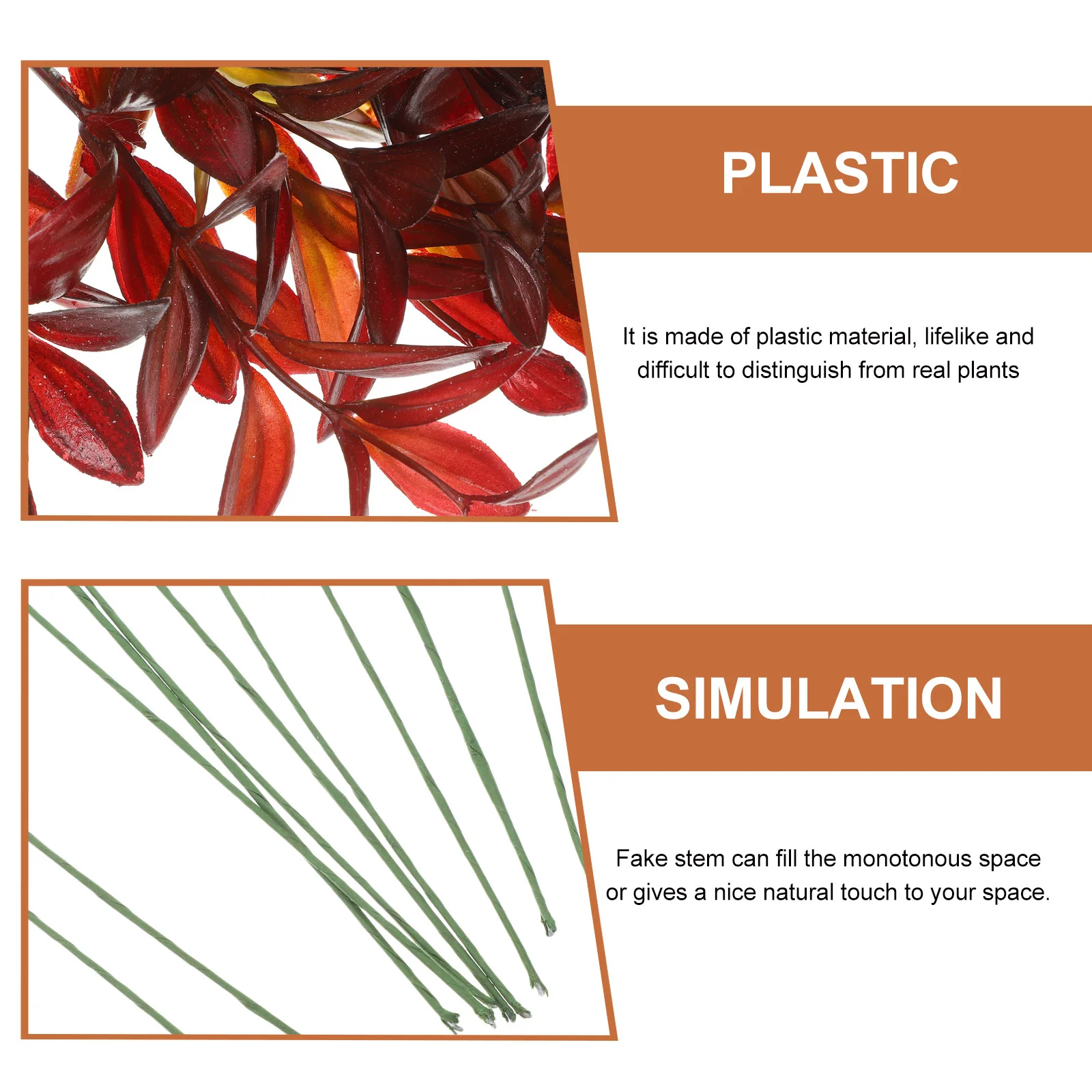 

20pcs Artificial Plant Decor Fake Stem Leaves Indoor Wall Plants For Home Office Bedroom Simulation Greenery Faux Plants House