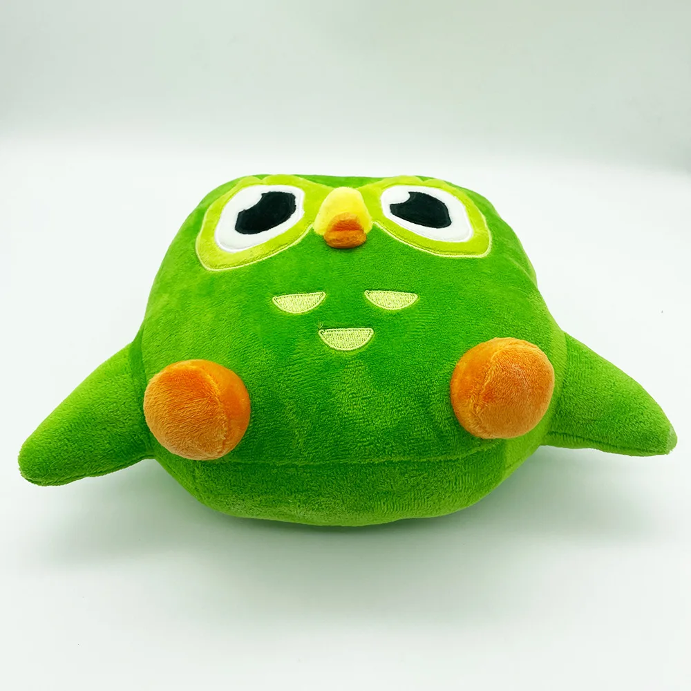 Verde duolingo coruja brinquedo de pelúcia duo plushie de duo a coruja dos desenhos animados anime coruja boneca macio brinquedo de pelúcia crianças presente aniversário