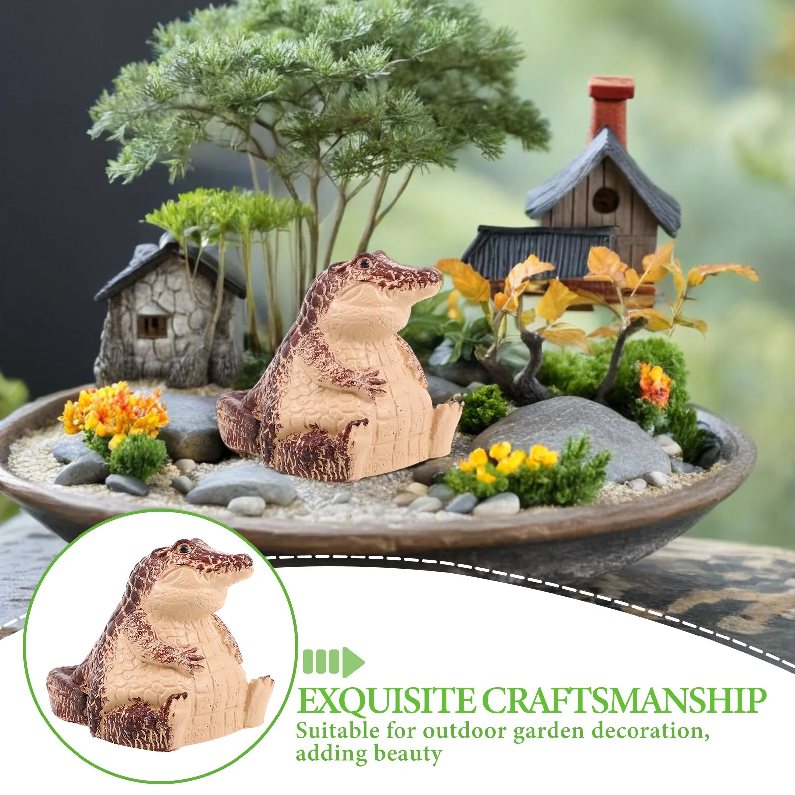 Outdoor Garden Key Hiding Box Mini Resin Alligator Statue Smooth Finish Key Hider Yard Outdoor Miniature Sculpture for Keys