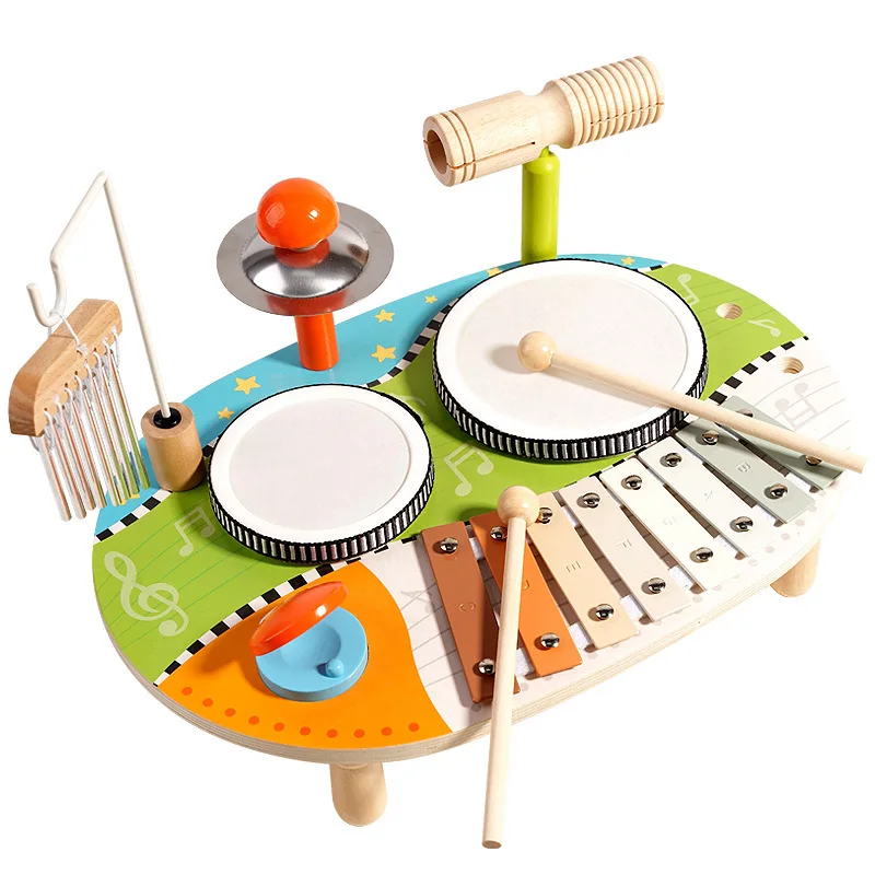 Baby Montessori Educational Toys Wooden Xylophone Drum Aeolian Bell Percussion Musical Instruments Kids Birthday Christmas Gift