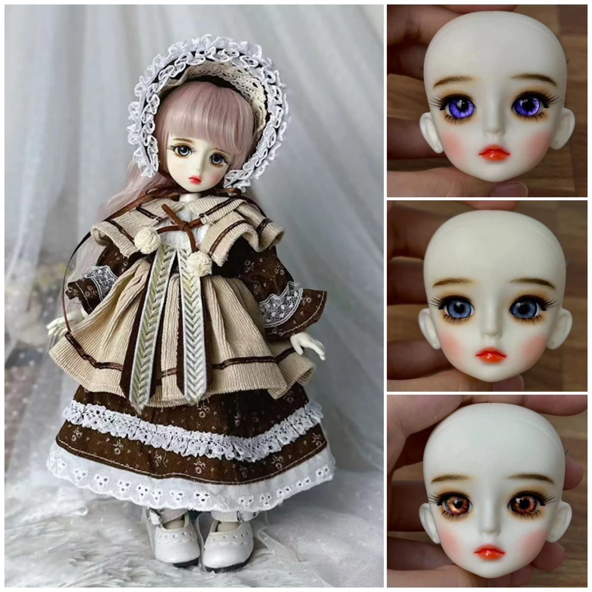 

Кукла DIY 1/6 BJD, полный набор, макияж ручной работы, 28 см, кукла принцессы с 3 парами глаз, детские куклы для девочек, игрушка в подарок (открытая голова)