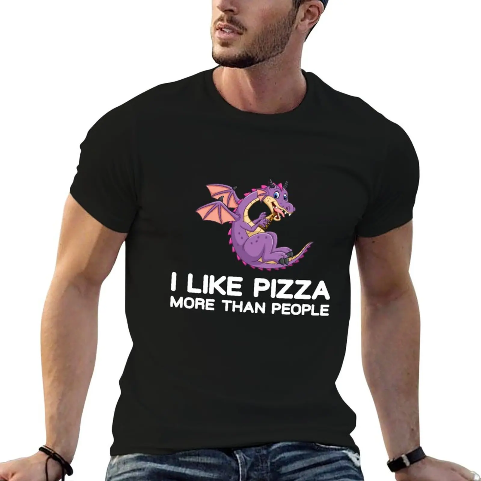 

i like pizza more than people Funny Gift for Dragon Lover, Great Design Idea with Funny Saying for Kids T-Shirt