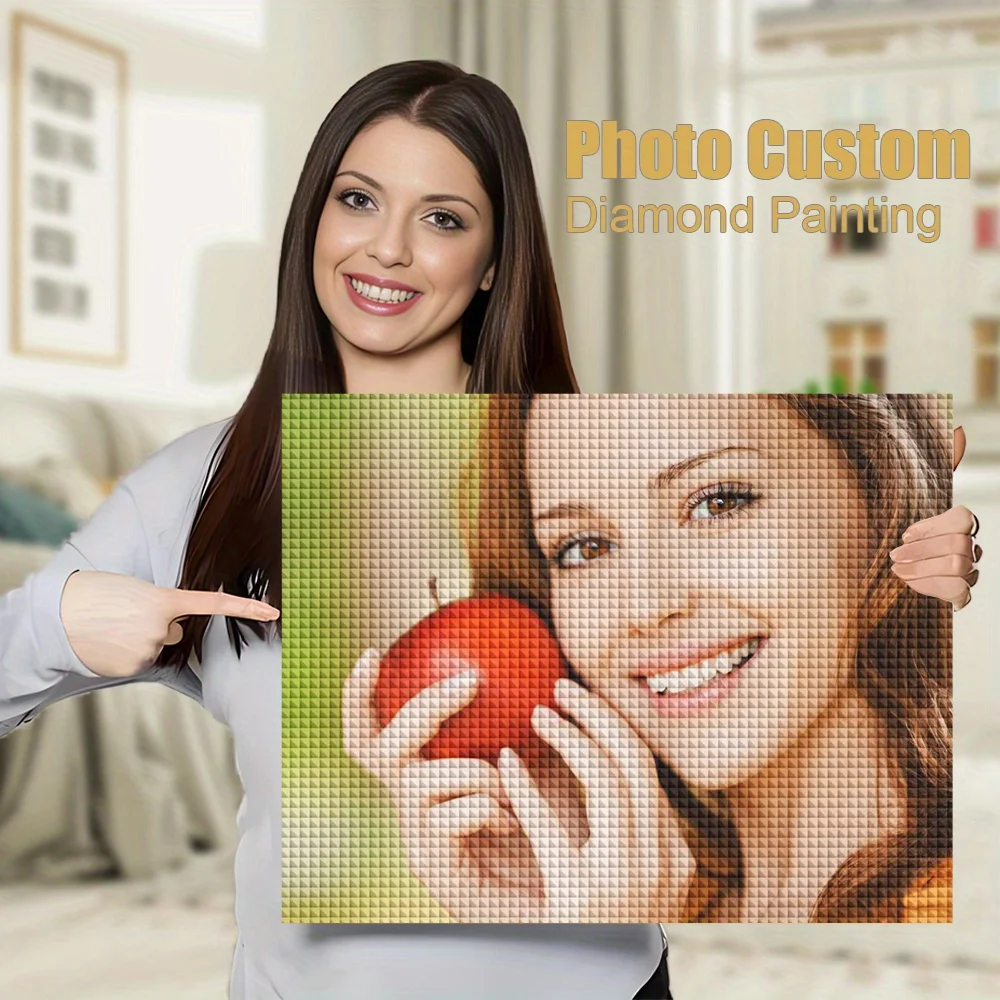 MomoArt DIY AB Diamond Painting Photo Custom Picture Rhinestones AB Diamond Mosaic Photo Custom Suitable for Beginners Wall Art