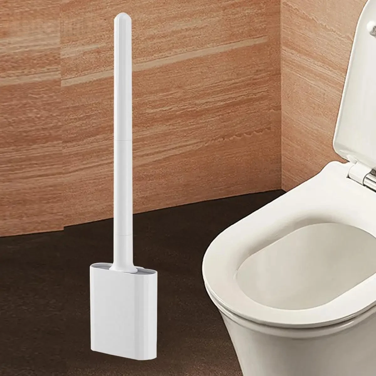1 Set of Mini Silicone Toilet Brushes Wall Mounted and Standing soft silicone brushes for easy cleaning of toilet corners image 5