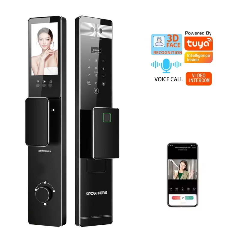 Outdoor Electronic WiFi Lock Tuya TTlock Waterproof Smart Door Security Fingerprint Face Recognition Memory Card Cloud Grade C