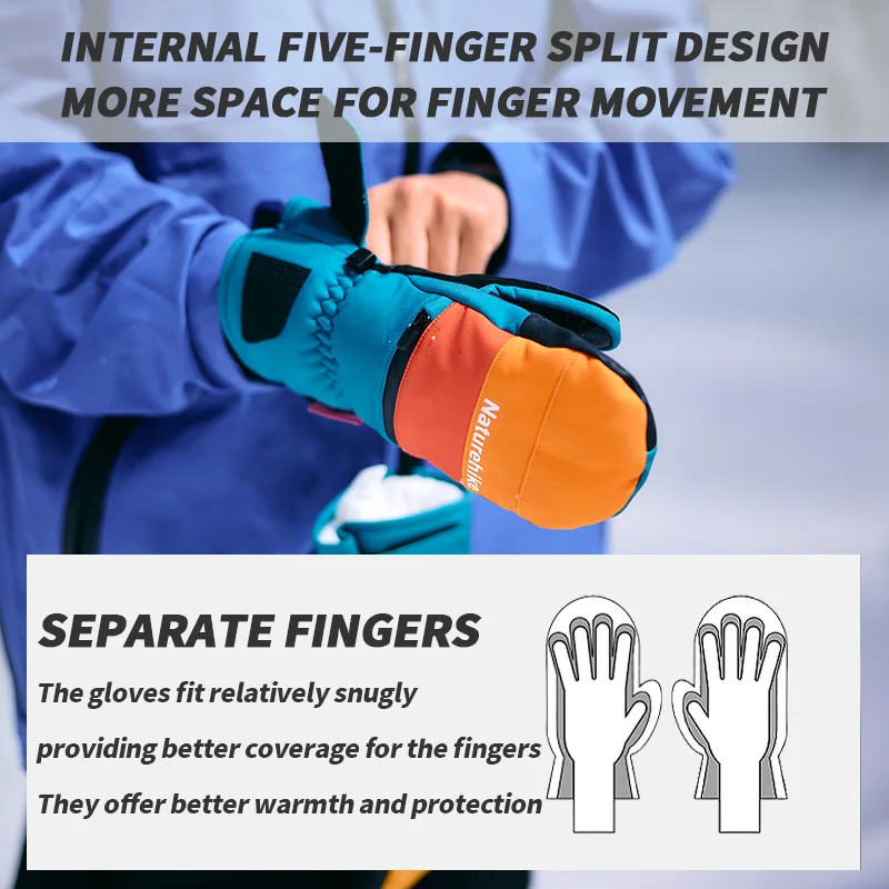 네이처하이크 남성 여성 겨울 스키 장갑 방수 초경량 스노우 보드 장갑 오토바이 타기 눈 따뜻한 방풍 장갑 유지