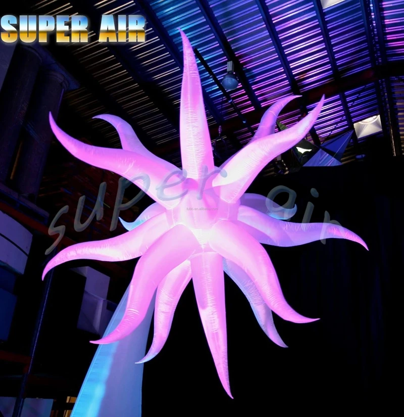 Charming outdoor program stage decoration hanging inflatable colorful lighting starfish