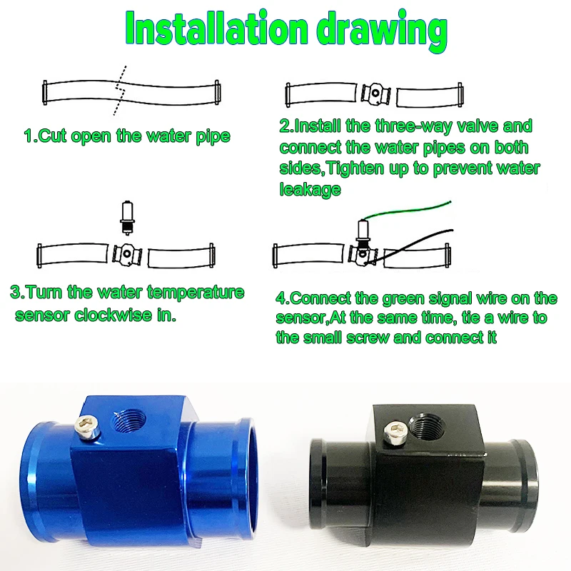 2-in-1 LCD Wassertemperatur- und Spannungsmesser für Auto und LKW mit 1/8NPT Sensor und Drei-Wege-Anschluss 12V/24V – Detail 7