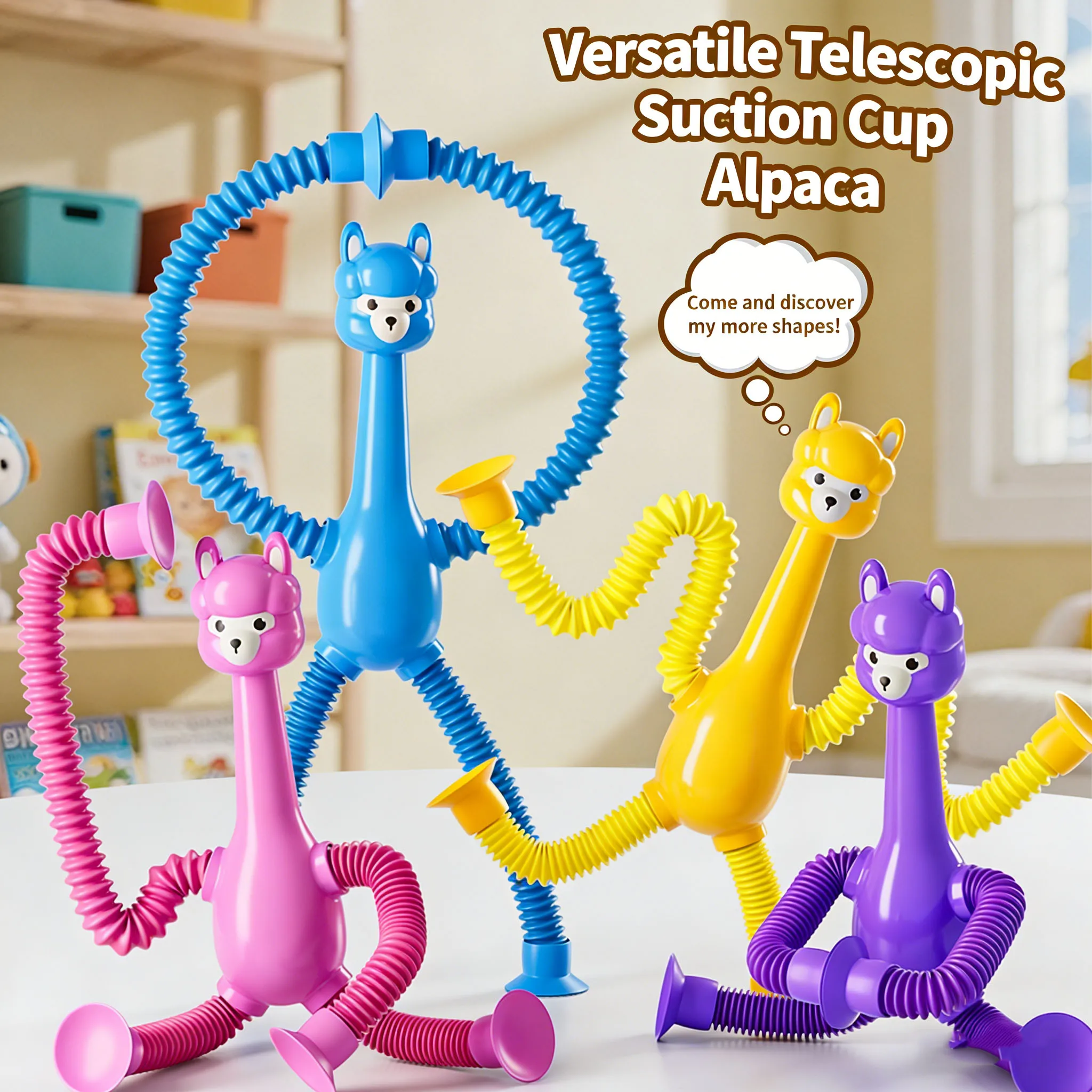 Telescopic Suction Cup Alpaca Children's Stress Relief Toy Small Gift Anxiety Toy Novelty Toy Stress Relief Toys Fidgets Toys view 5