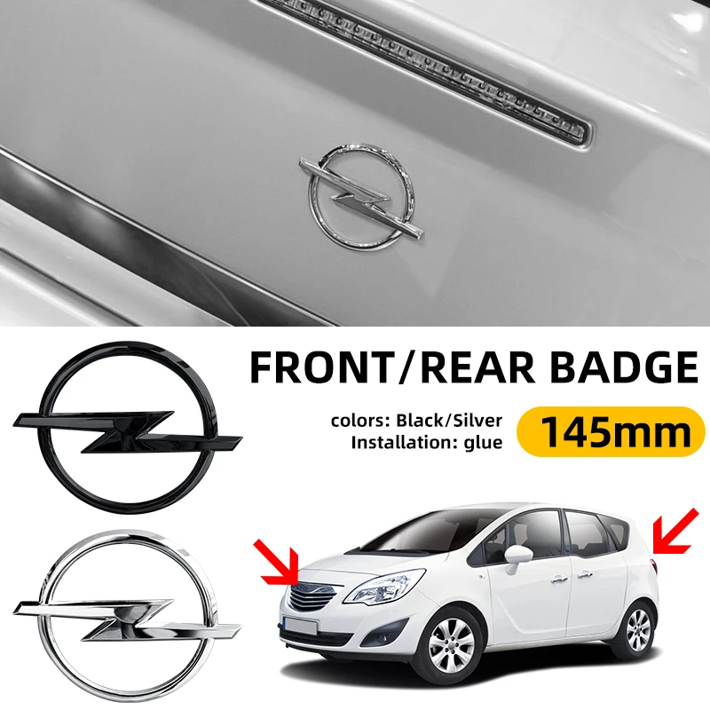 شعار السيارة الأمامي شعار الشواية شارة هود الجذع الخلفي شارة الشعار شعار أسود فضي لهجة متوافق مع اكسسوارات السيارات أوبل #1