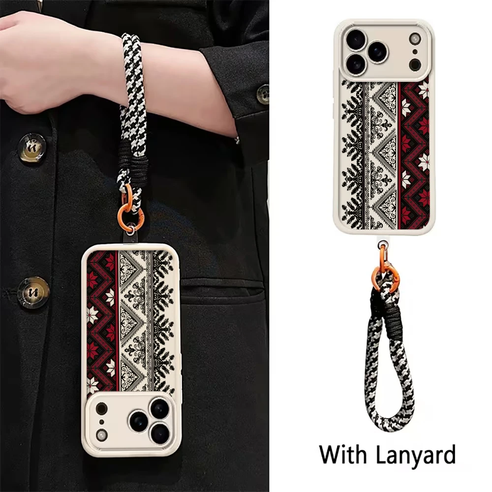 Europäischer Ethno-Stil Handgelenkband-Hülle für iPhone 16 17 Pro Max Hüllen iPhone 11 12 13 ProMax 14 15 Plus mit Lanyard Fundas – Detail 4
