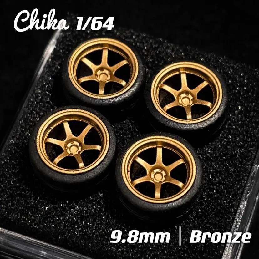 Chika 1/64 Wheels with Rubber Tires Luxury Model Car Modified Parts JDM VIP For Hotwheels Tomica MiniGT