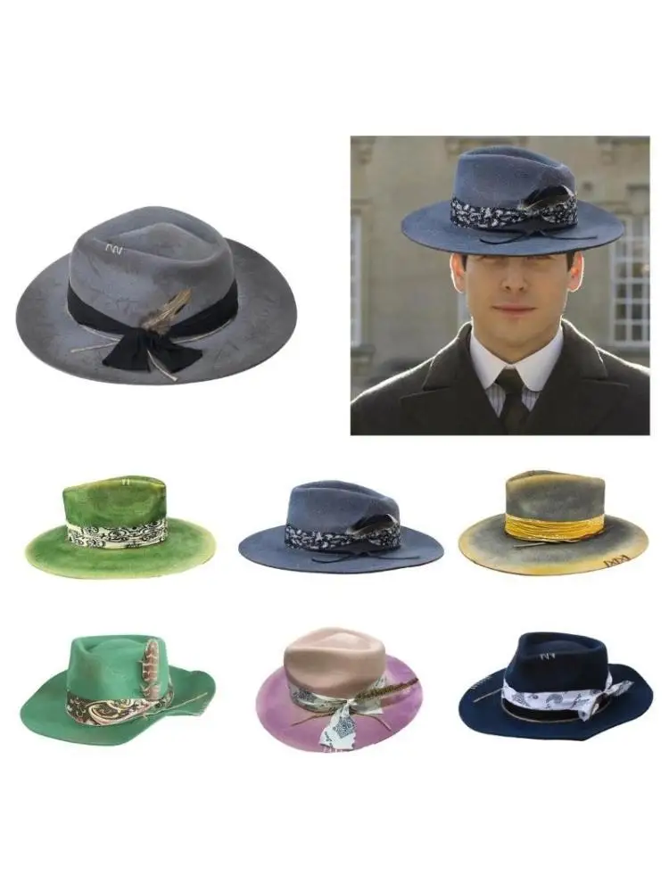 

652F Универсальная уникальная шерстяная фетровая шляпа с потертыми шляпами с широкими полями для мужчин и женщин